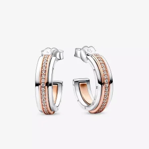 (resim) Pandora Signature İki Renkli Logo ve Pavé Halka Küpe - 282737C01