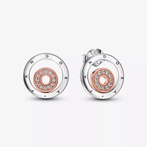(resim) Pandora Signature İki Renkli Logolu Halka Küpe - 282314C01