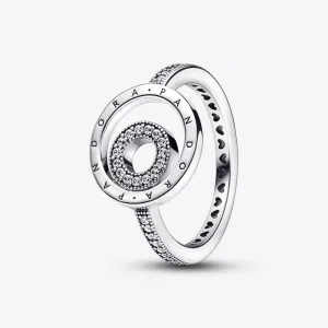 (resim) Pandora Signature Logolu Halkalı Pavé Yüzük - 192316C01