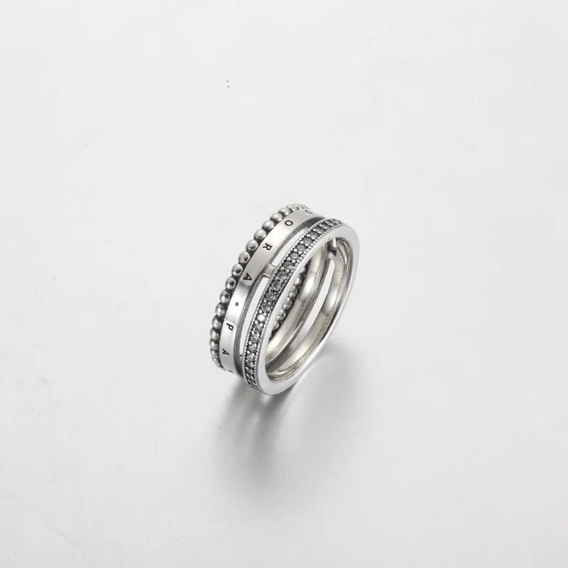 (resim) Pandora Signature Logolu Pavé ve Boncuklu Yüzük - 192312C01 - Görüntüle 2