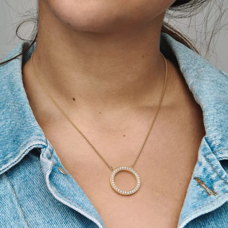 (resim) Pandora Signature Pavé ve Kalpli Daire Kolye Kolye - 362735C01-45 - Görüntüle 2