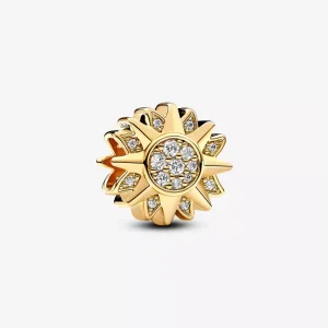(resim) Pandora Sun 14k altın kaplama, berrak kübik zirkonlu charm - 762839C01