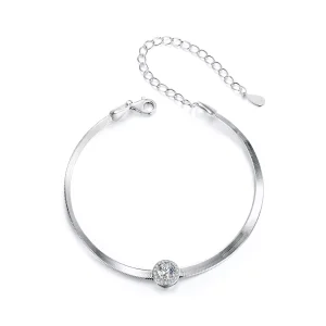(resim) PANDORA Stil 0.5Ct Mozanit Yılan Kemiği Bileklik (Tek Sertifika) - MSB011