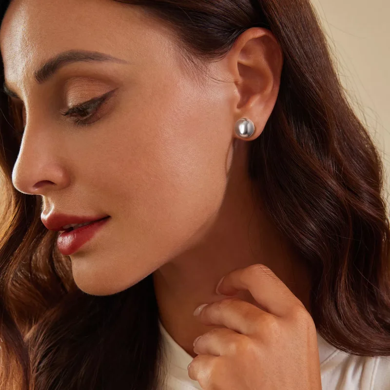 (resim) PANDORA Stil Büyük Top Küpe - SCE1725-L - Görüntüle 6