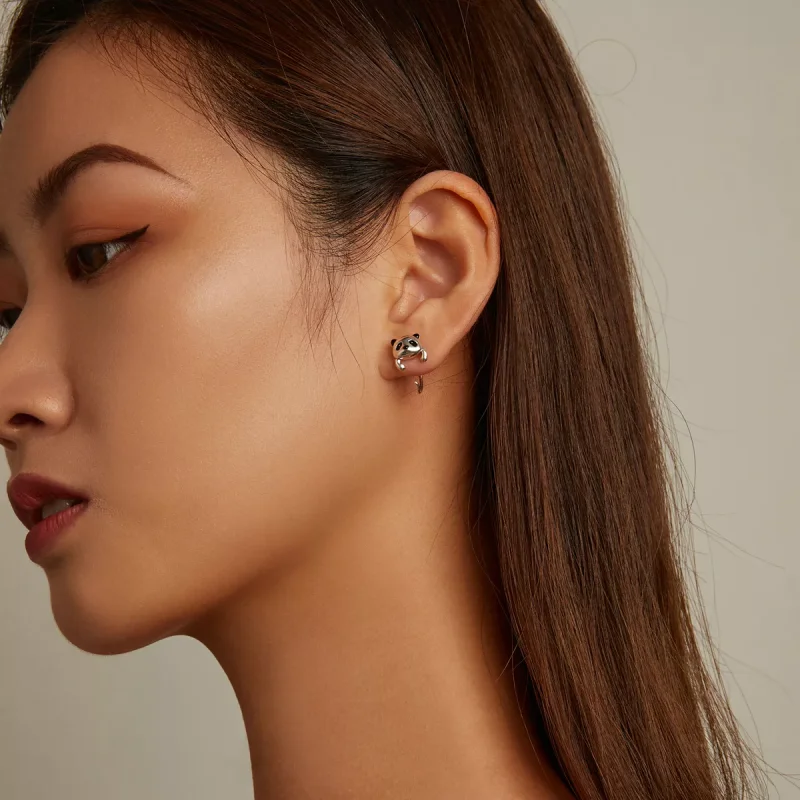 (resim) PANDORA Stil Mini Panda Küpe - BSE568 - Görüntüle 7