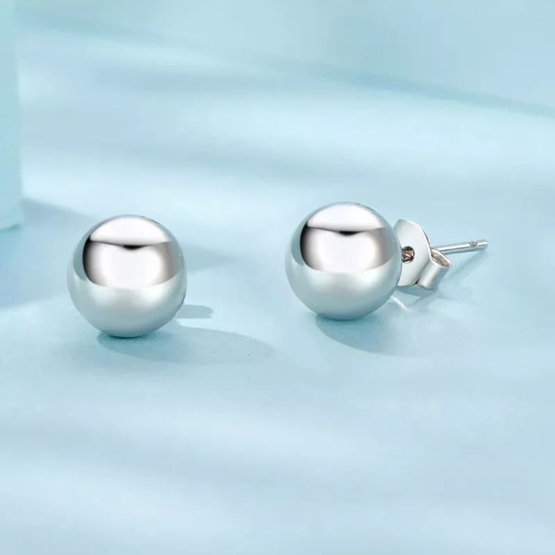 (resim) PANDORA Stil Orta Boy Top Saplama Küpe - SCE1725-M - Görüntüle 4