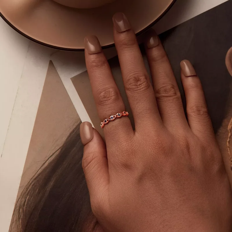(resim) PANDORA Stil Pembe Altın Şeytan Gözü Yüzük - BSR212-C - Görüntüle 4