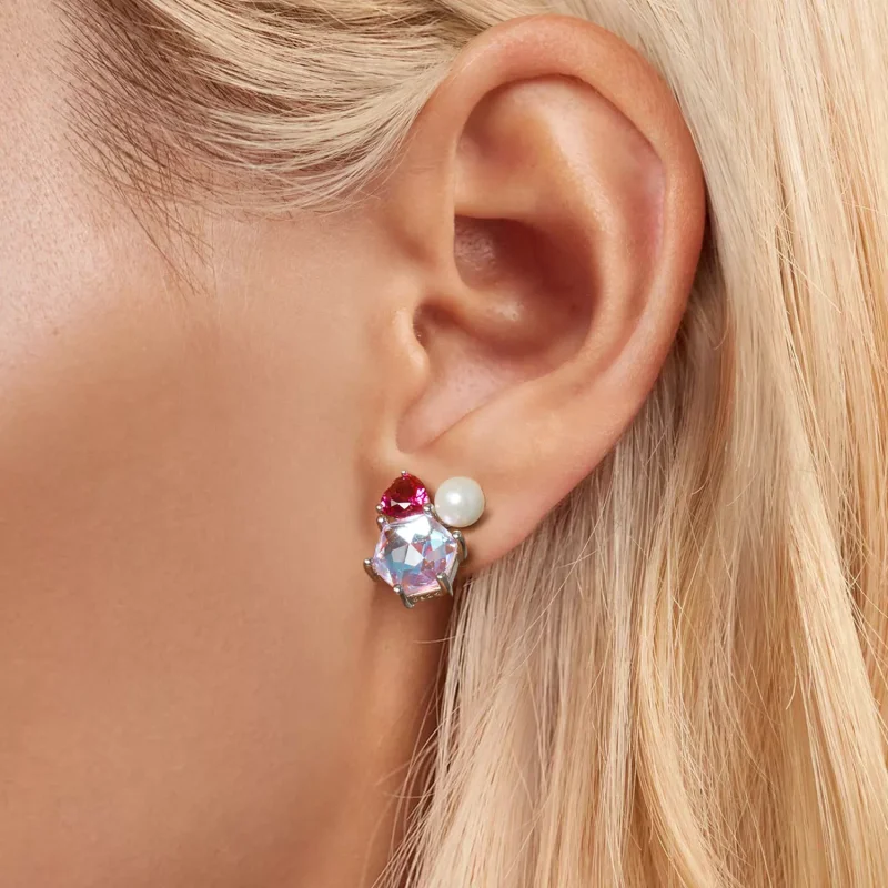 (resim) PANDORA Stil Pembe Işıltılı İnci Küpe - SCE1697 - Görüntüle 5