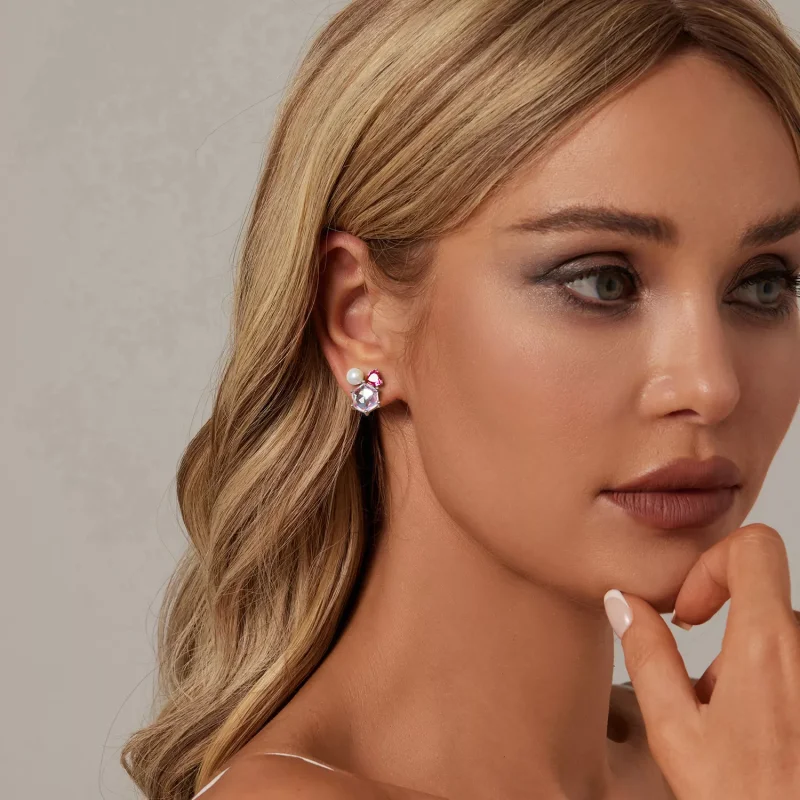 (resim) PANDORA Stil Pembe Işıltılı İnci Küpe - SCE1697 - Görüntüle 7