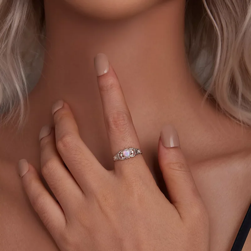 (resim) PANDORA Stil Pembe Opal Yüzük - BSR512 - Görüntüle 5