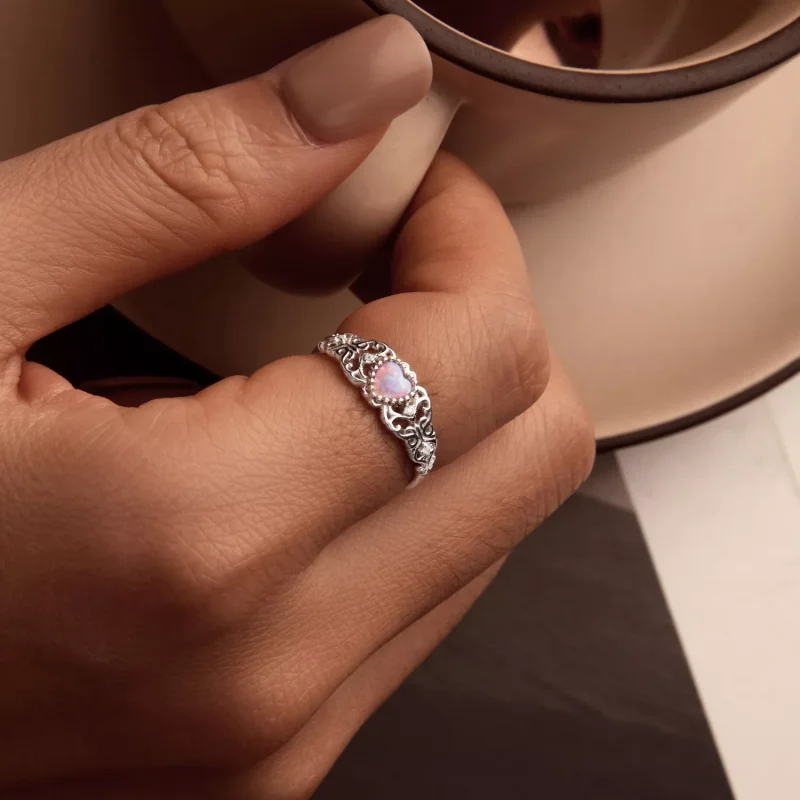 (resim) PANDORA Stil Pembe Opal Yüzük - BSR512 - Görüntüle 7