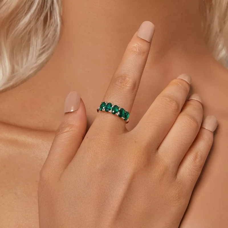 (resim) PANDORA Stili Lüks Yeşil Zirkonyum Yüzük - BSR522 - Görüntüle 4
