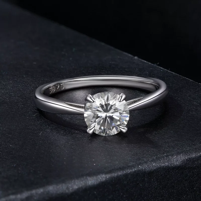 (resim) PANDORA Style Sparkling 1Ct Mozanit Yüzük (Tek Sertifika) - MSR044 - Görüntüle 3