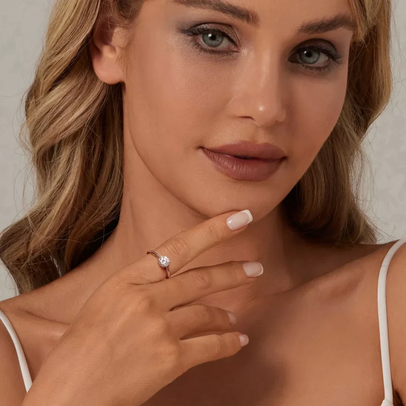 (resim) PANDORA Style Sparkling 1Ct Mozanit Yüzük (Tek Sertifika) - MSR044 - Görüntüle 4
