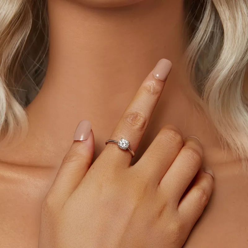 (resim) PANDORA Style Sparkling 1Ct Mozanit Yüzük (Tek Sertifika) - MSR044 - Görüntüle 5