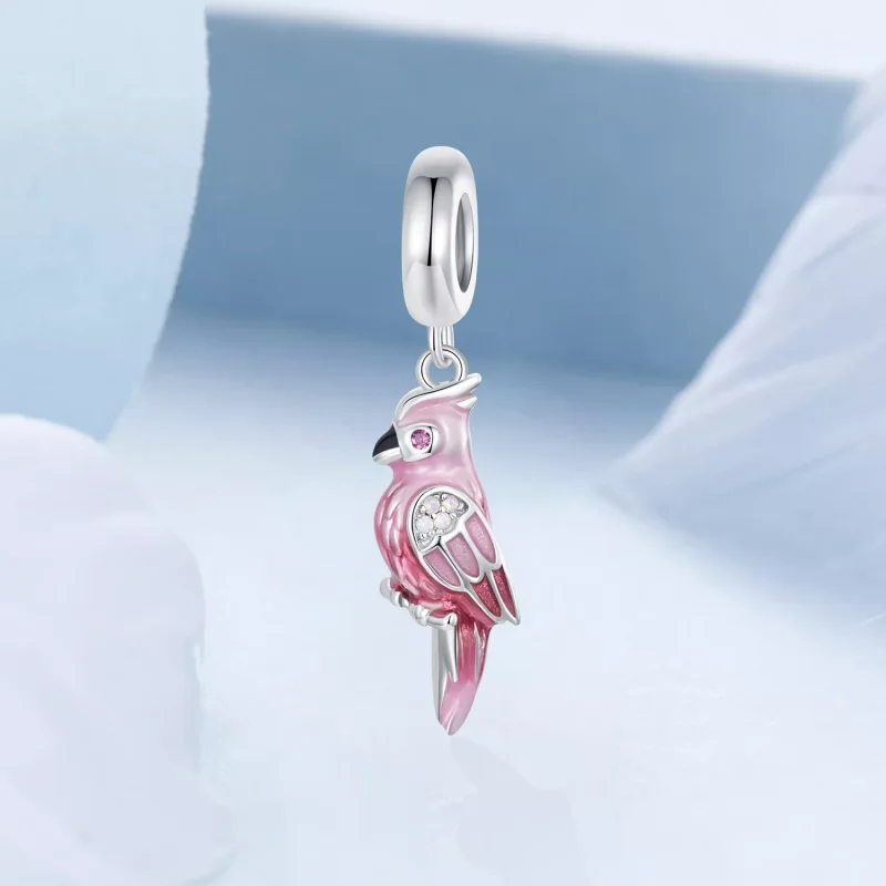 (resim) PANDORA Tarzı Pembe Papağan Charm'ı - BSC971 - Görüntüle 2