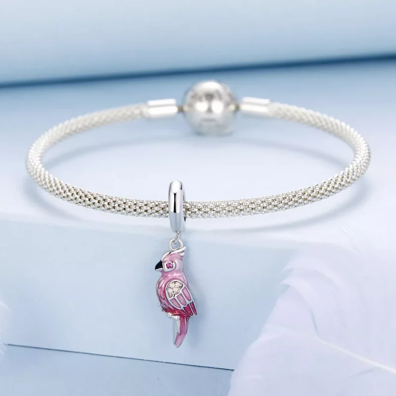 (resim) PANDORA Tarzı Pembe Papağan Charm'ı - BSC971 - Görüntüle 3