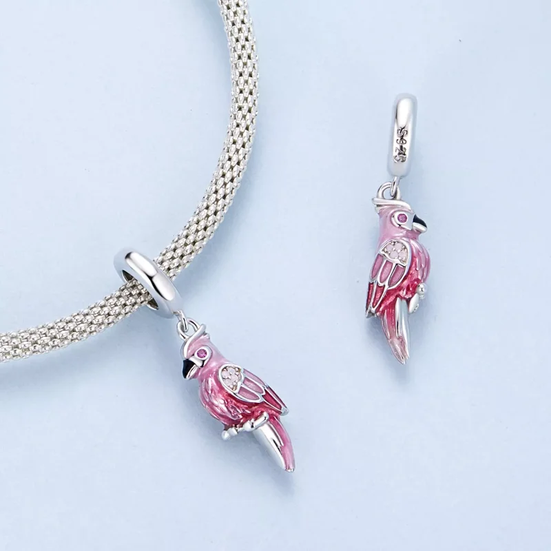 (resim) PANDORA Tarzı Pembe Papağan Charm'ı - BSC971 - Görüntüle 4