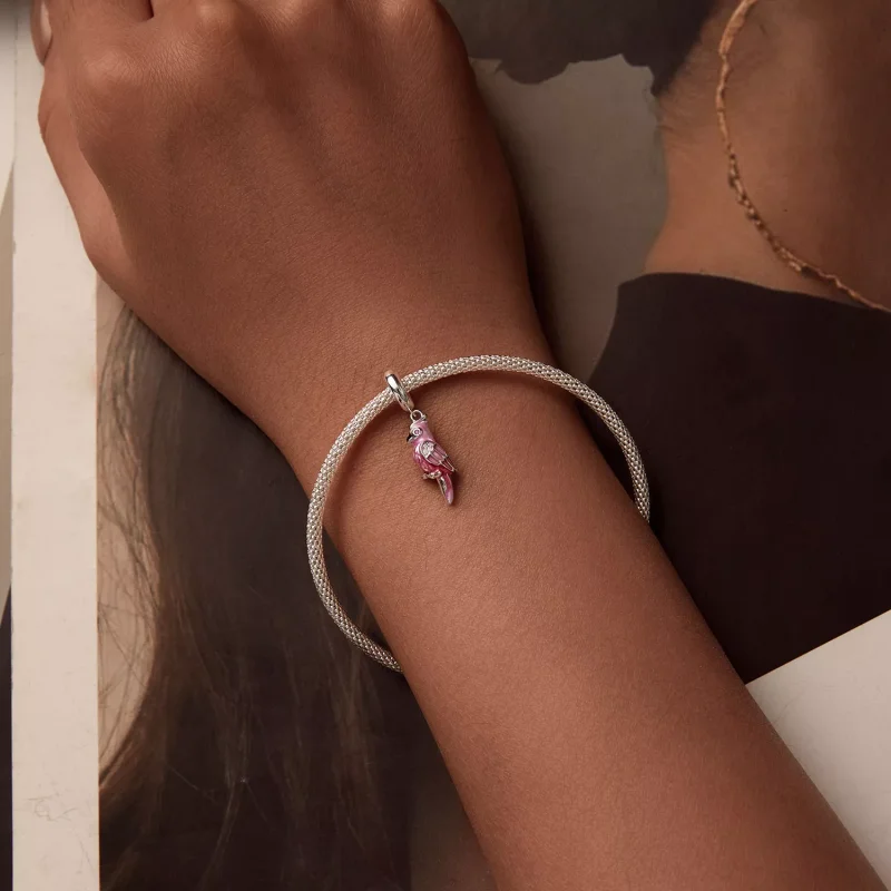 (resim) PANDORA Tarzı Pembe Papağan Charm'ı - BSC971 - Görüntüle 5