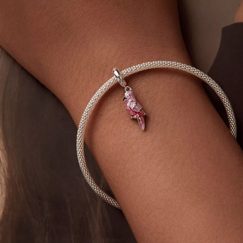 (resim) PANDORA Tarzı Pembe Papağan Charm'ı - BSC971 - Görüntüle 6