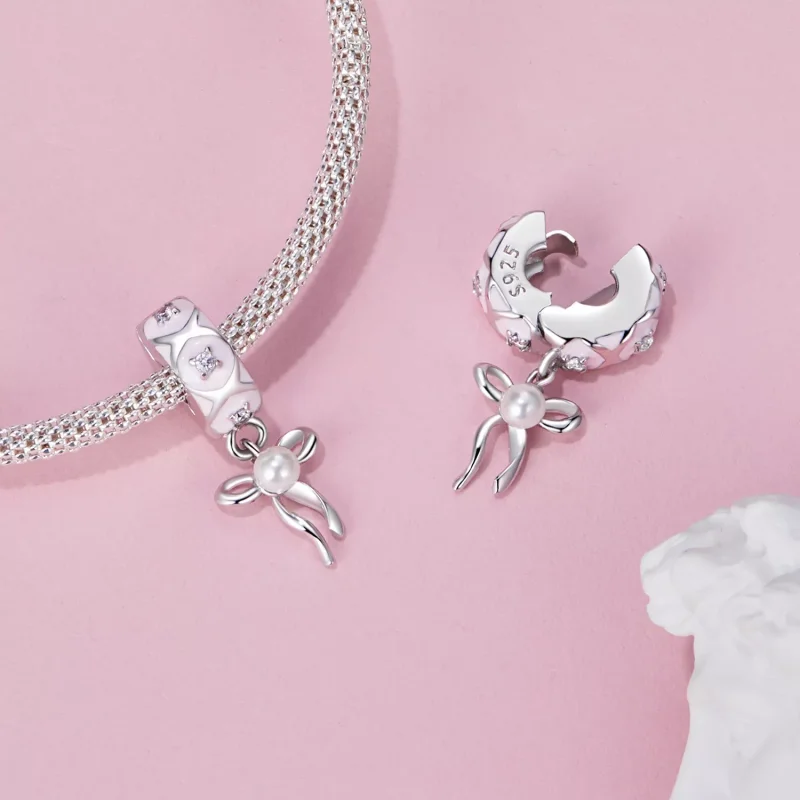 (resim) PANDORA Stil Bale Fiyonu Konumlandırma Toka Charm'ı - SCC2763 - Görüntüle 5
