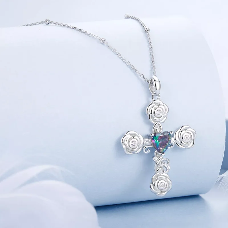 (resim) PANDORA Stil Gül Haç Kolye - BSN379 - Görüntüle 2