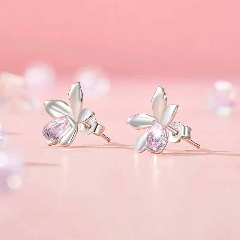 (resim) PANDORA Stil Pembe Çiçek Küpe - SCE1723 - Görüntüle 2