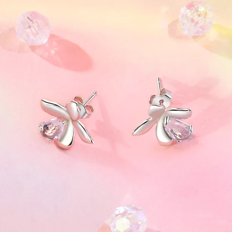 (resim) PANDORA Stil Pembe Çiçek Küpe - SCE1723 - Görüntüle 3