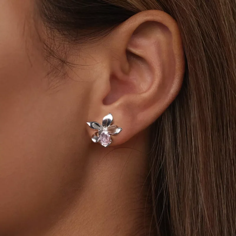 (resim) PANDORA Stil Pembe Çiçek Küpe - SCE1723 - Görüntüle 6