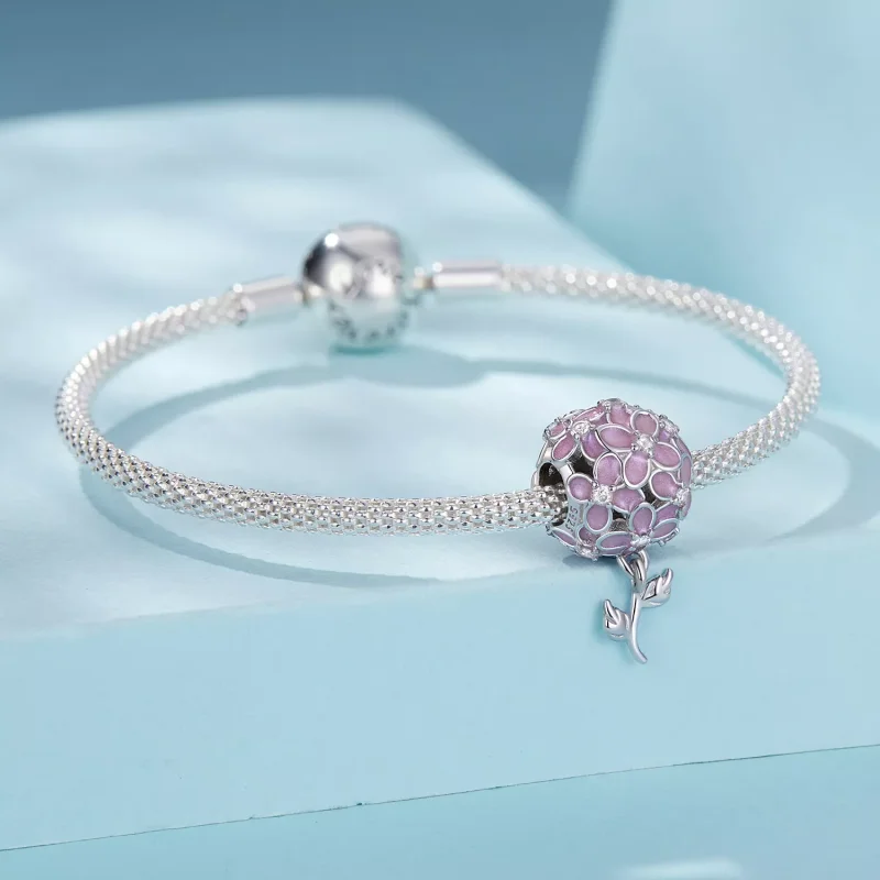 (resim) PANDORA Stil Pembe Çiçek Top Boncukları - SCC2738 - Görüntüle 3