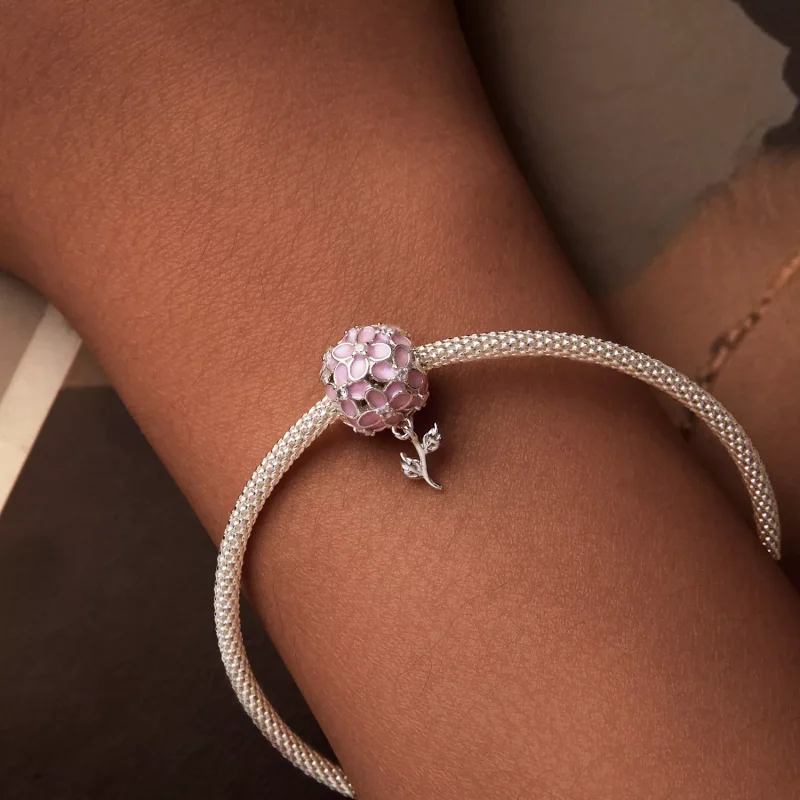 (resim) PANDORA Stil Pembe Çiçek Top Boncukları - SCC2738 - Görüntüle 7