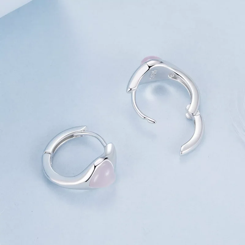 (resim) PANDORA Stil Pembe Kalp Küpe - BSE1000 - Görüntüle 4