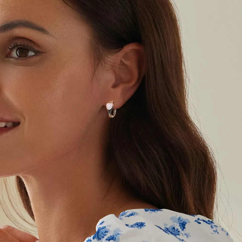 (resim) PANDORA Stil Pembe Kalp Küpe - BSE1000 - Görüntüle 8