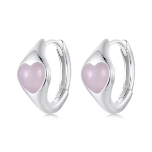 (resim) PANDORA Stil Pembe Kalp Küpe - BSE1000
