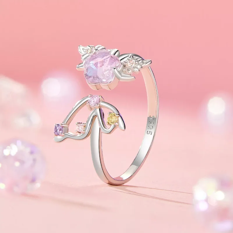 (resim) PANDORA Stil Pembe Kelebek Yüzük - SCR1011-E - Görüntüle 2