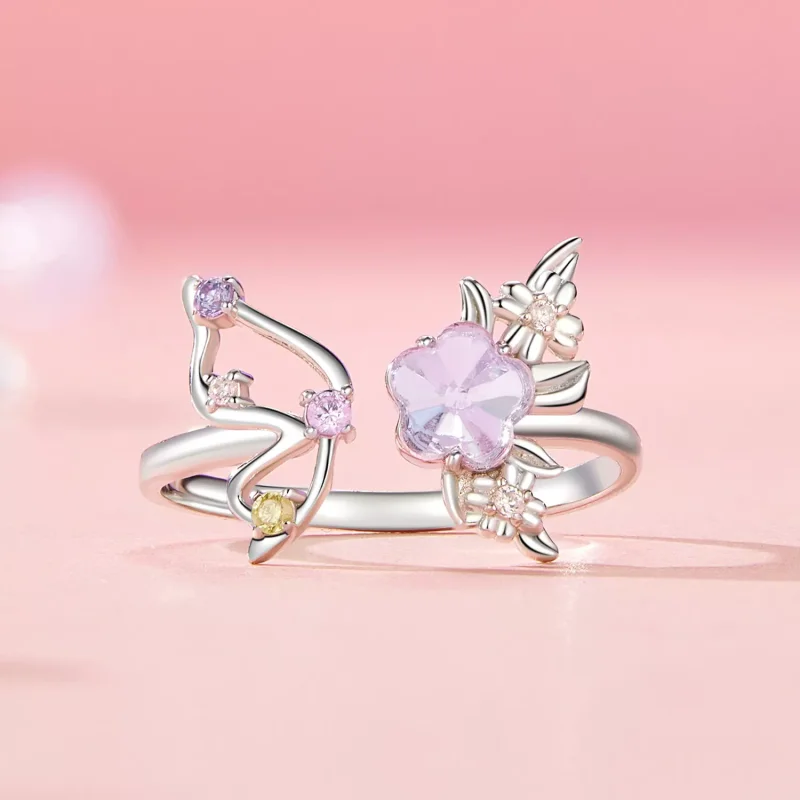 (resim) PANDORA Stil Pembe Kelebek Yüzük - SCR1011-E - Görüntüle 3