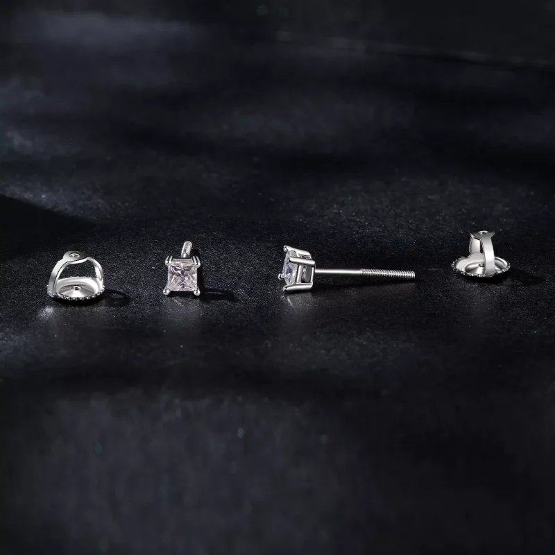 (resim) PANDORA Stil Prenses Mozanit Küpe (Tek Sertifika) - MSE047-S - Görüntüle 4
