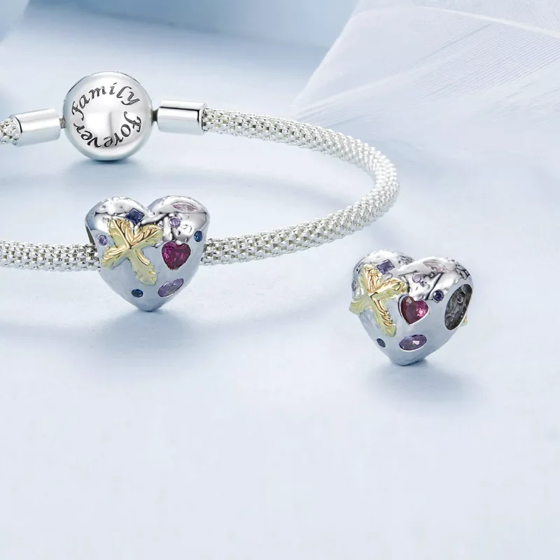 (resim) PANDORA Stil Vintage Çapraz Kalp Charm - BSC1006 - Görüntüle 4