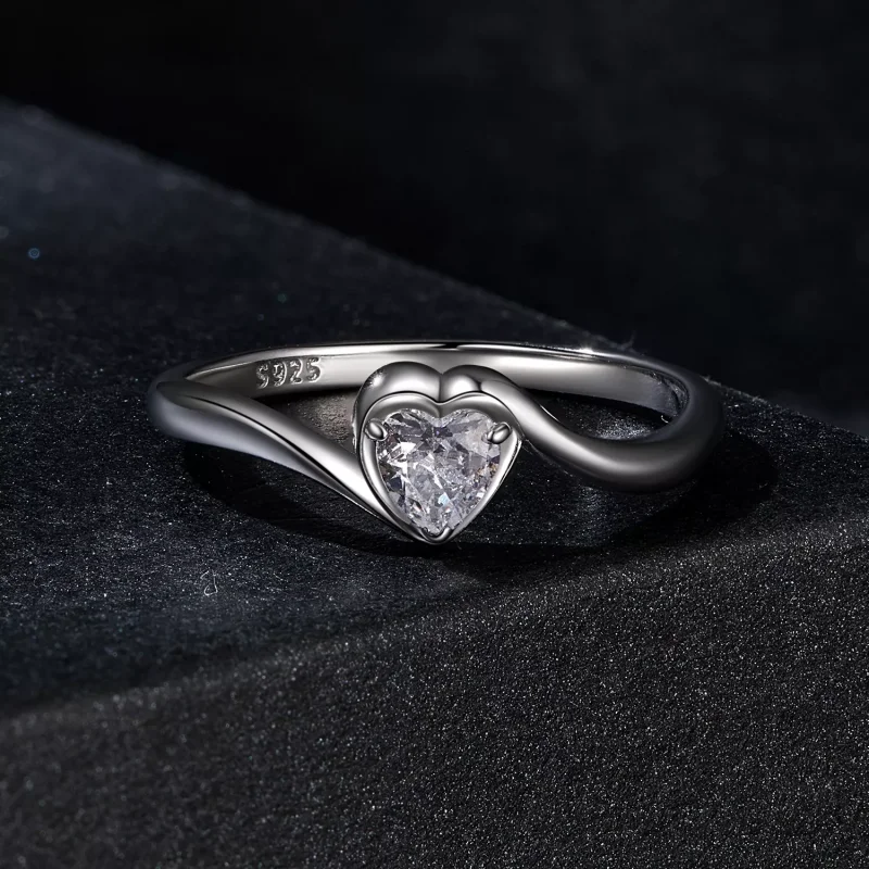 (resim) PANDORA Style Exquisite Love Mozanit Yüzük (Tek Sertifika) - MSR047 - Görüntüle 3