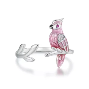 (resim) PANDORA Stil Pembe Papağan Açık Halka - BSR551-E