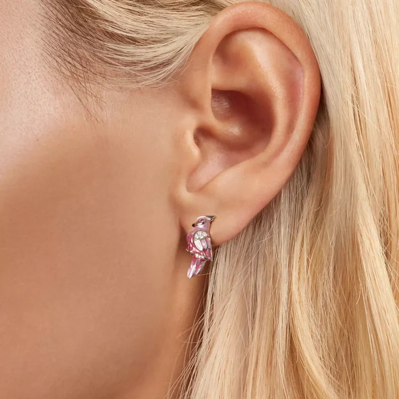 (resim) PANDORA Stil Pembe Papağan Küpe - BSE1005 - Görüntüle 6