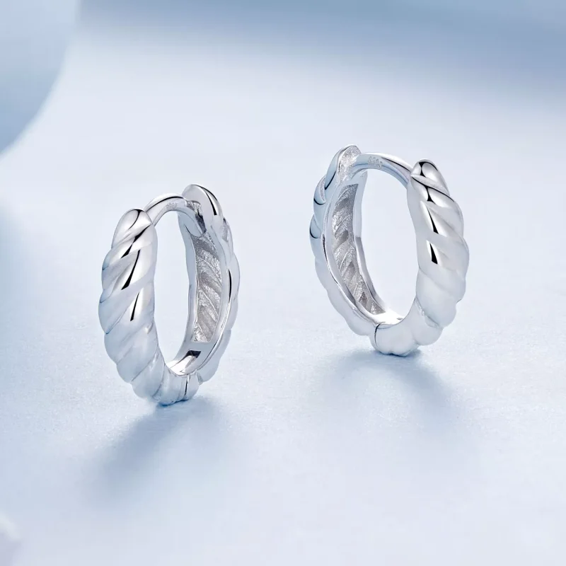 (resim) PANDORA Stili Metalik büküm küpe - BSE1024-S - Görüntüle 3