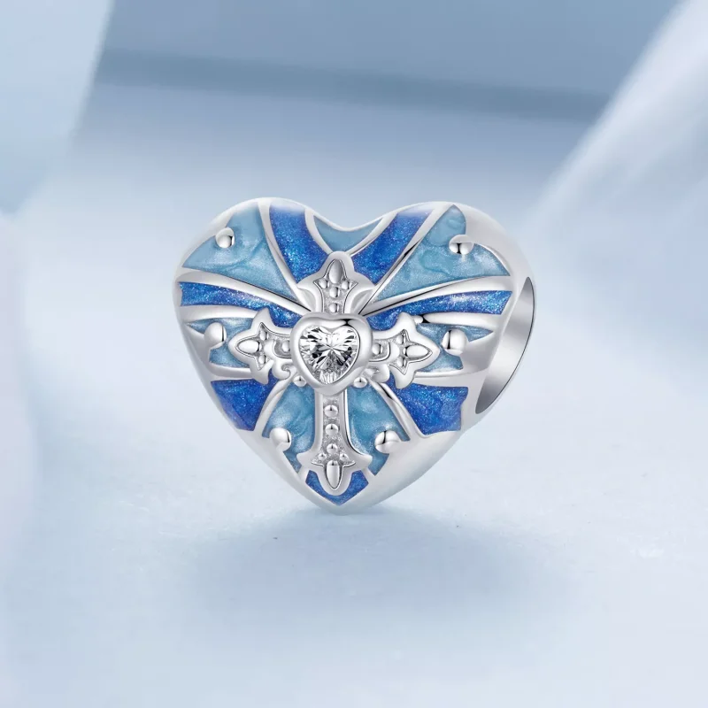 (resim) PANDORA Style Kalp şeklinde haç charm - BSC1024 - Görüntüle 2
