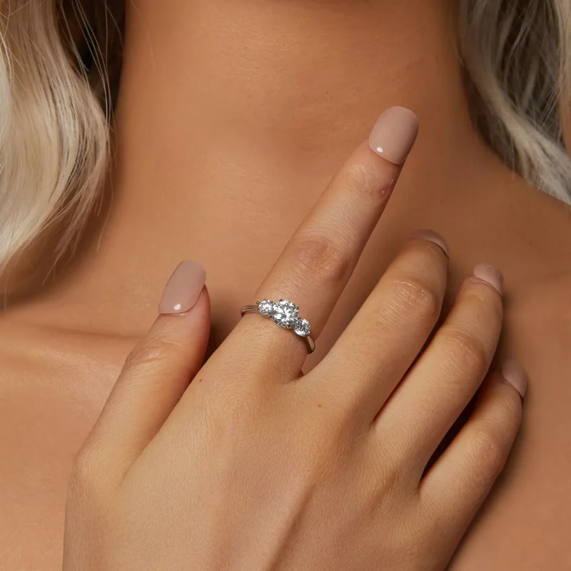 (resim) PANDORA Style Romantic 1 ayar Mozanit yüzük (tek sertifikalı) - MSR051-E - Görüntüle 5
