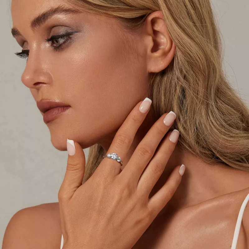 (resim) PANDORA Style Romantic 1 ayar Mozanit yüzük (tek sertifikalı) - MSR051-E - Görüntüle 6
