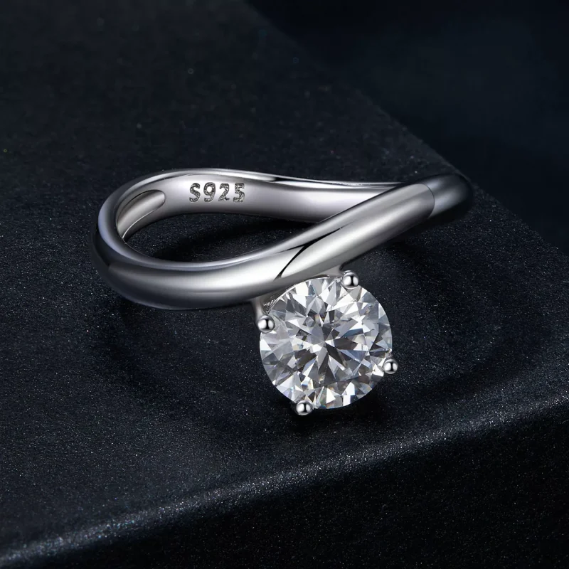 (resim) PANDORA Style Simple 1ct Mozanit yüzük (tek sertifika ile) - MSR050 - Görüntüle 3