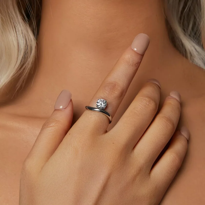 (resim) PANDORA Style Simple 1ct Mozanit yüzük (tek sertifika ile) - MSR050 - Görüntüle 5