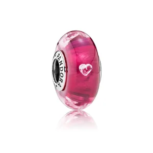 PANDORA Kiraz Kalp Charm, Murano Camı Şeffaf CZ - 791664PCZ (resim) PANDORA Kiraz Kalp Charm, Murano Camı Şeffaf CZ - 791664PCZ