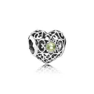 (resim) PANDORA Ağustos Kalp Charm, Peridot - 791784PE
