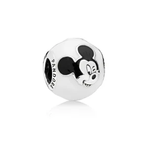 (resim) PANDORA Disney, Ekspresif Mickey Kolyesi, Beyaz & Siyah Emaye - 796339ENMX